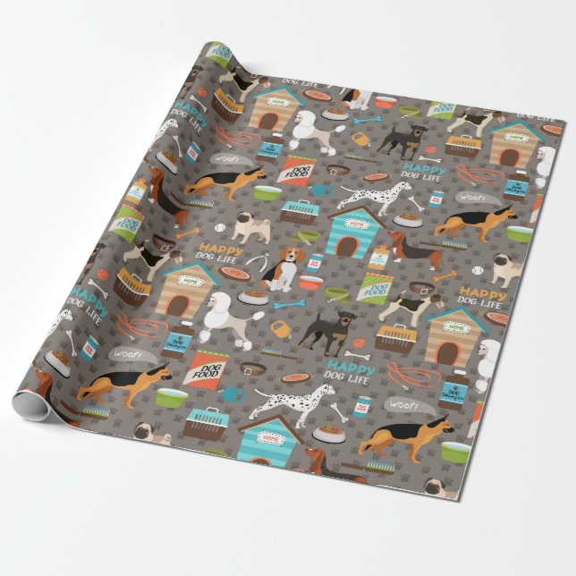 Puppy Pattern Wrapping Paper (Unrolled)