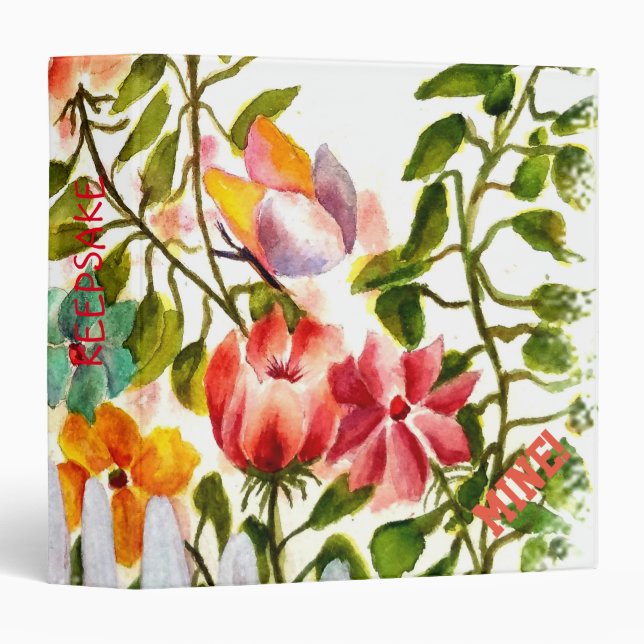 Puppy Paw Print Flowers BEHIND A FENCE Binder (Front/Spine)