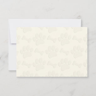 Puppy Paw Prints and Bones Blank Cream Off White Note Card