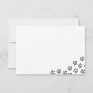 Puppy Paw Prints And Gray Paint Splatter Custom Note Card