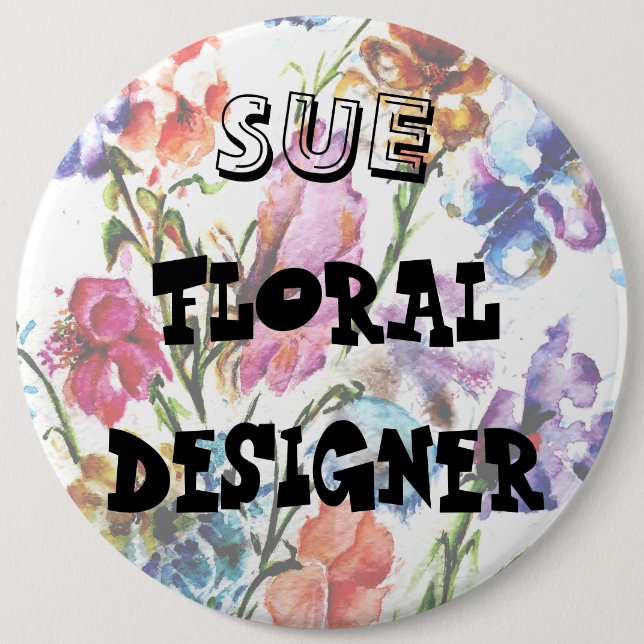 PUPPY PAW PRINTS | FLORAL ID BUTTOM PINBACK BUTTON (Front)