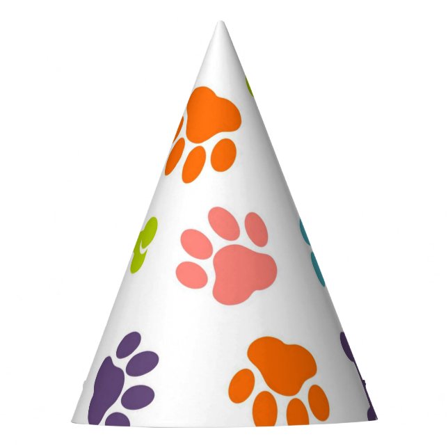 Puppy Paw Prints Party Hat (Front)
