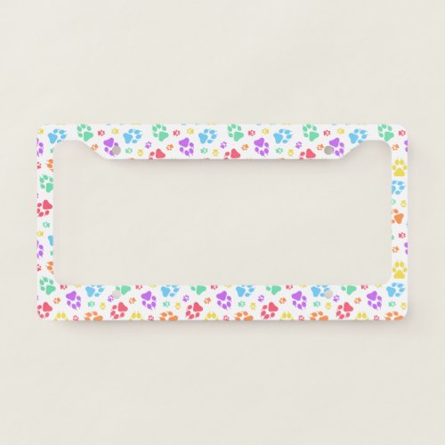 Puppy paw prints pattern design license plate frame