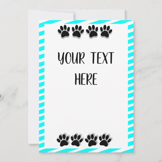 Puppy Paw Prints With Editable Text Card (Front)