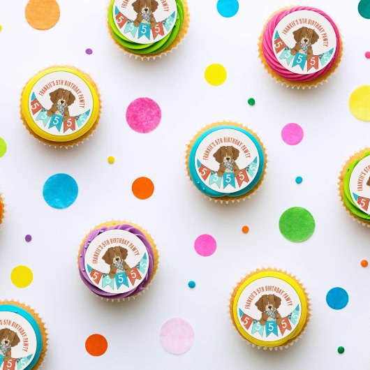 Puppy Paw-ty 5th Birthday Party Edible Frosting Rounds