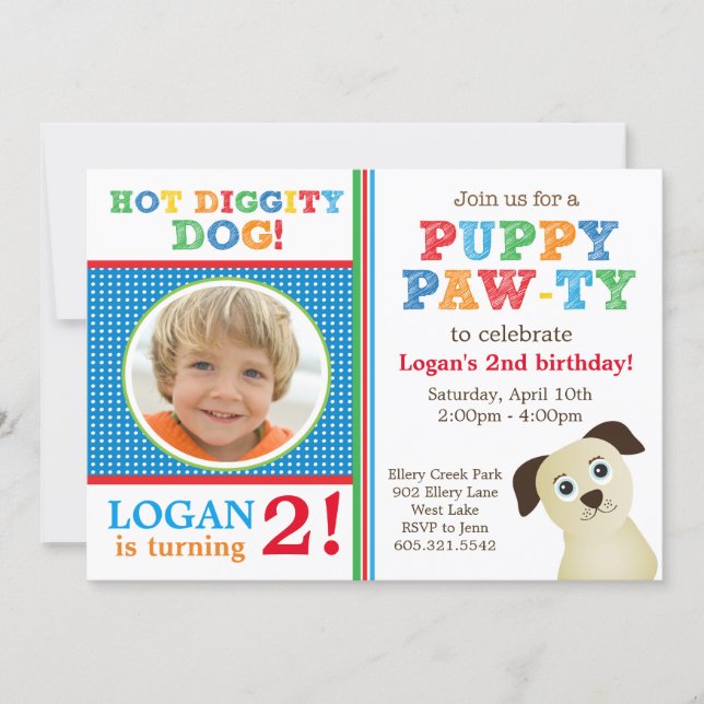 Puppy Paw-ty Birthday Party Invitation (Primary) (Front)