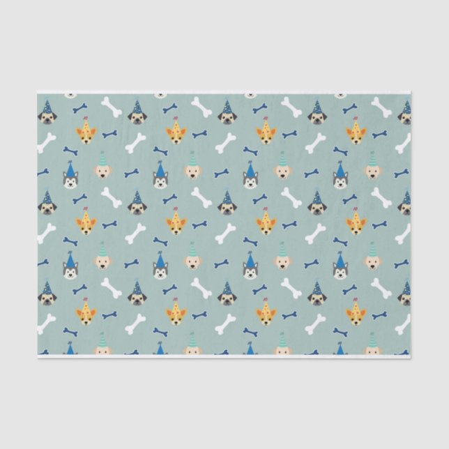 Puppy Paw-ty, Dog Birthday Party, Party Hat Tissue Paper (Front)
