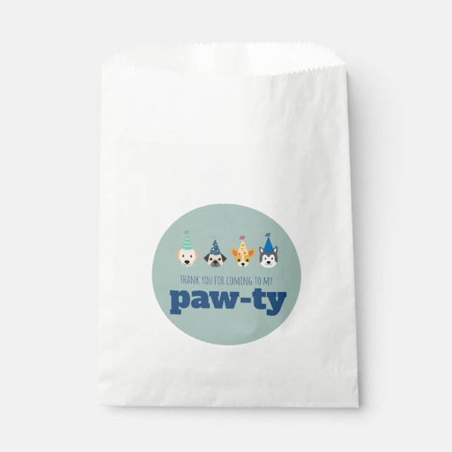 Puppy Paw-ty Treat, Dog Birthday Party, Thank You Favor Bag (Front)