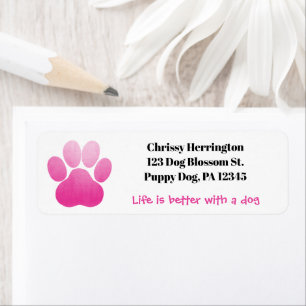 Puppy Pawprint / Pink & White / Life Is Better Dog Label