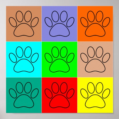 Puppy Paws In Squares Poster