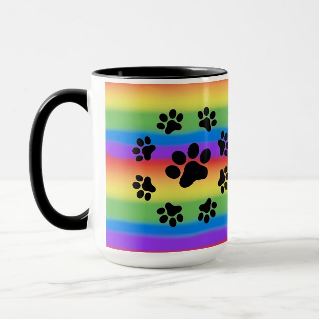 Puppy Paws on a Rainbow Background MUG (Left)