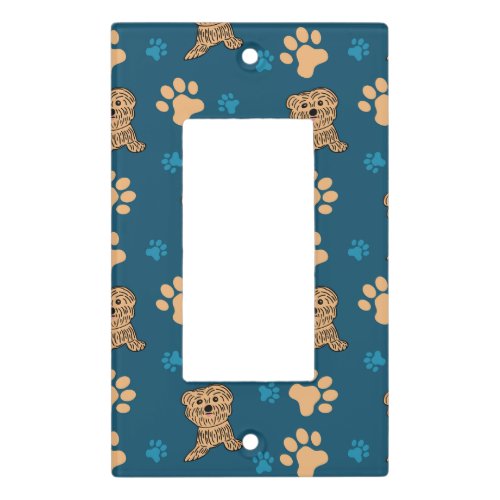 Puppy Paws Print in Blue and Tan Light Switch Cover