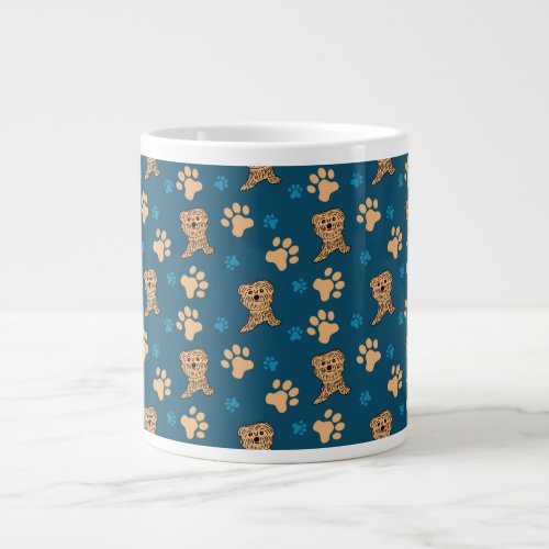 Puppy Paws Print in Blue and Tan Mug