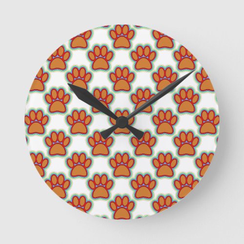 Puppy Paws Round Clock