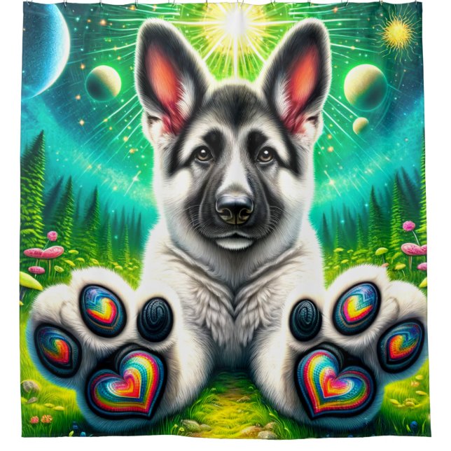 Puppy Paws Shower Curtain (Front)