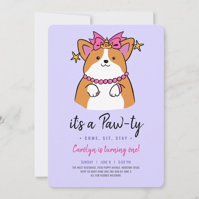Puppy Pawty birthday invitation (Front)