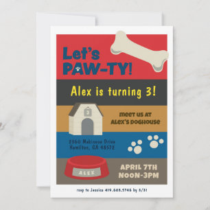 Puppy Pawty Birthday Invitation