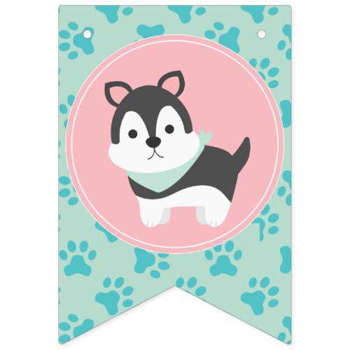 Puppy Pawty Birthday Party bunting banner