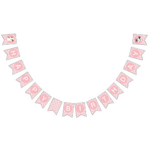 Puppy Pawty Birthday Party bunting banner pink