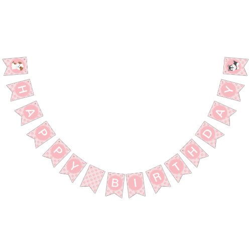 Puppy Pawty Birthday Party bunting banner pink