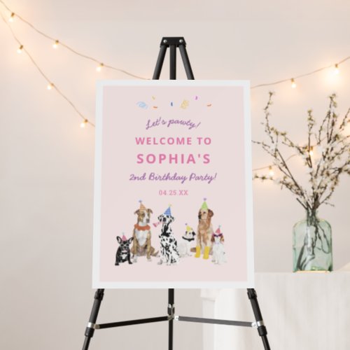 Puppy Pawty Dog Girl Birthday Party Welcome Sign