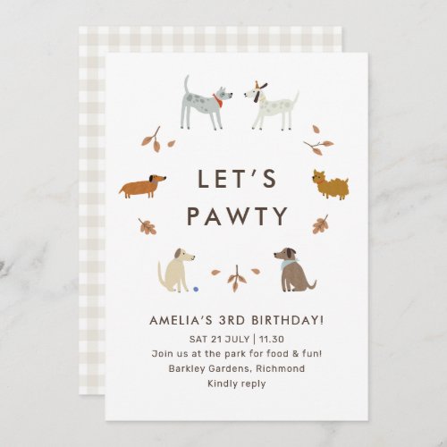 Puppy Pawty Dog Park Cute Modern Birthday Invite
