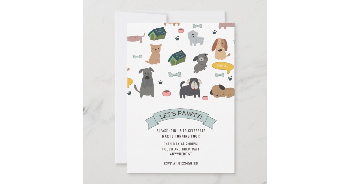 Puppy Pawty Dog Party Invitation | Zazzle