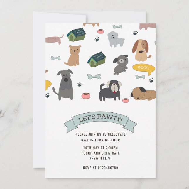 Puppy Pawty Dog Party Invitation (Front)