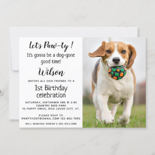 Puppy Pawty Pet Photo Puppy Birthday Party Invitat Invitation