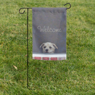 Puppy Peeking Out Garden Flag