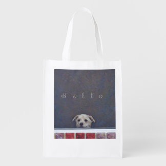Puppy Peeking Out Reusable Grocery Bag