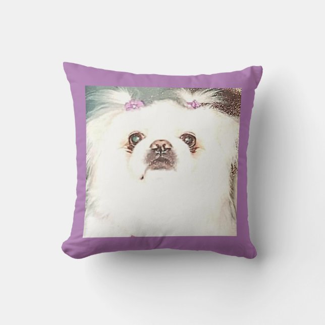 Puppy/pekingese throw pillow. throw pillow (Front)