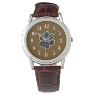 Puppy Pet Best Friend Black Dog Paw Print Watch