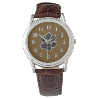 Puppy Pet Best Friend Black Dog Paw Print Watch