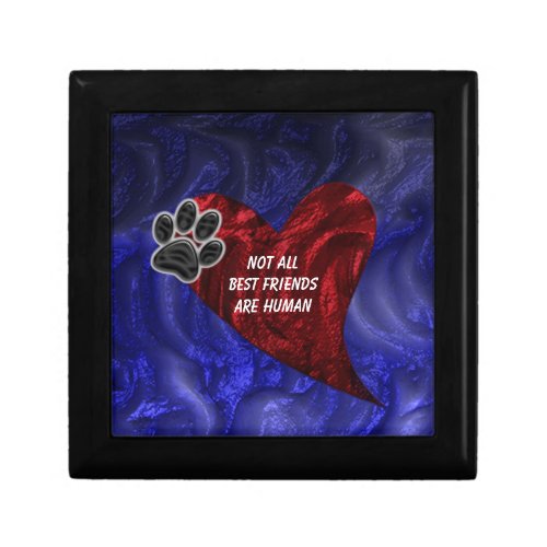 Puppy Pet Best Friend Red Heart Dog Paw Print Gift Box