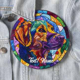 Puppy Pet Dog Stain Glass Design Pin 
