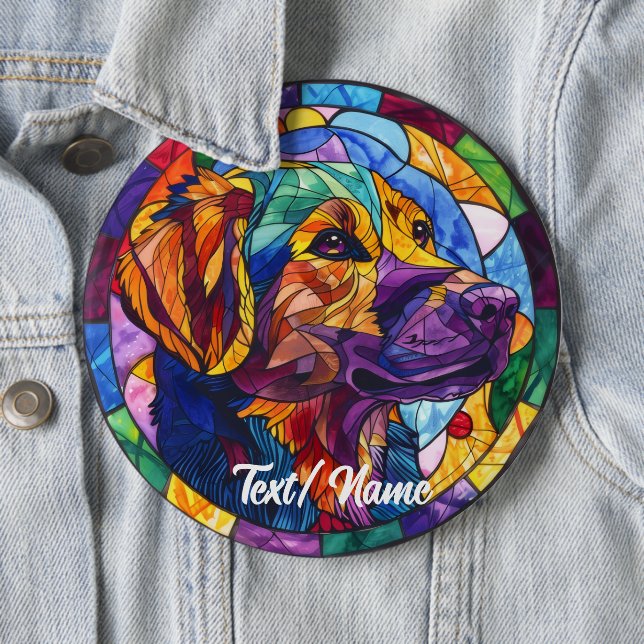 Puppy Pet Dog Stain Glass Design Pin  (In Situ)