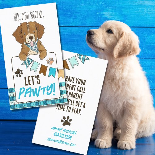 Puppy Pet Owner Play Date Calling Card