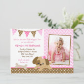 Puppy Photo Birthday Party Invitations (Standing Front)