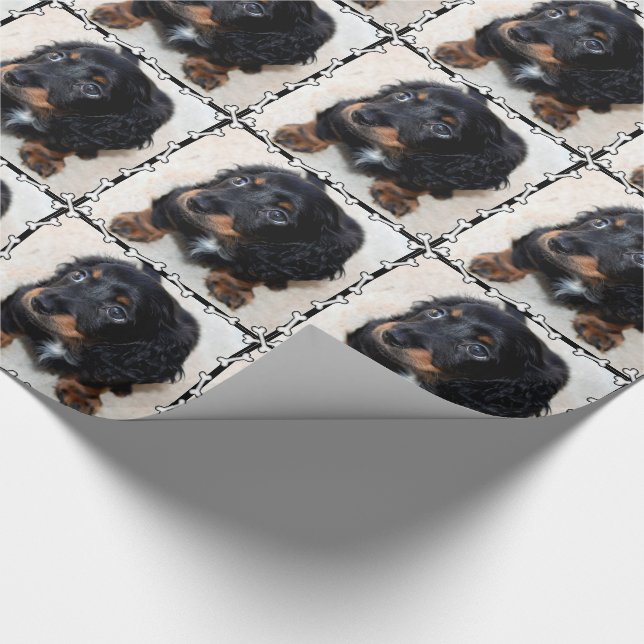 Puppy Photo Bones Frame Wrapping Paper (Corner)