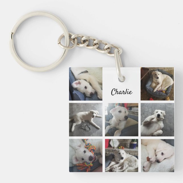 Puppy Photo Collage Cute Dog or Pet Keychain (Front)