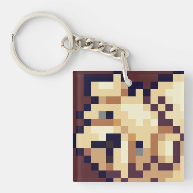 Puppy Pixelart, Pixel Art Keychain (Front)