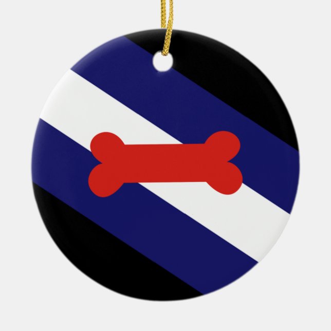 Puppy Play Pride Flag Ceramic Ornament (Front)