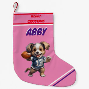 Puppy Playing Football Christmas Stocking / Name