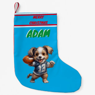 Puppy Playing Football Christmas Stocking / Name