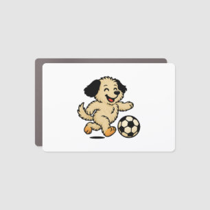 Puppy playing Soccer Car Magnet