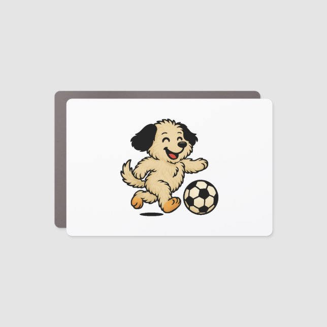 Puppy playing Soccer Car Magnet (Front)