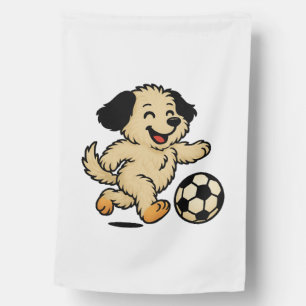 Puppy playing Soccer House Flag