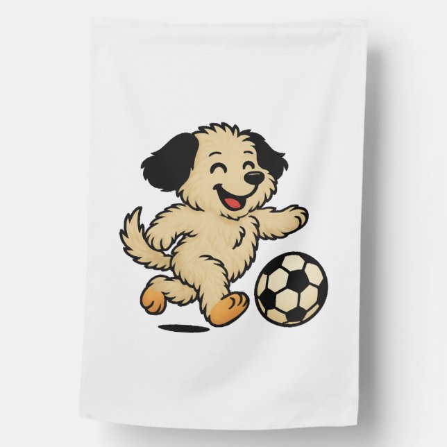 Puppy playing Soccer House Flag (Front)