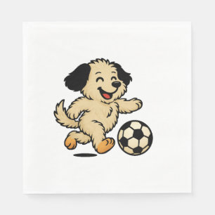 Puppy playing Soccer Napkins